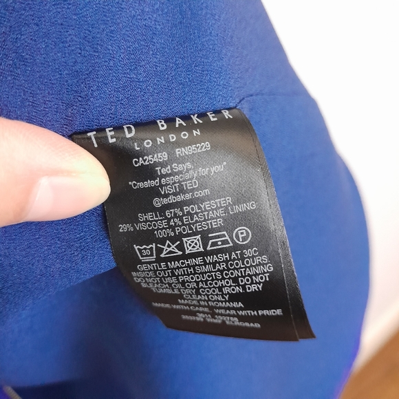 Ted Baker Elrosad 60s Aline Shift Dress Blue Full Zip Front Size 2 - Picture 8 of 9